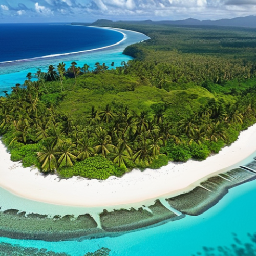 **Prompt 1 (Dream Helicopter View):**
    A breathtaking, high-altitude aerial view of Samoa, showcasing its pristine natural beauty like a magnificent painting. Crystal-clear turquoise lagoons meet lush emerald tropical rainforests, dotted with secluded white sand beaches fringed by swaying coconut palms. The sky is bright and clear, reflecting a serene and dreamlike Pacific paradise.