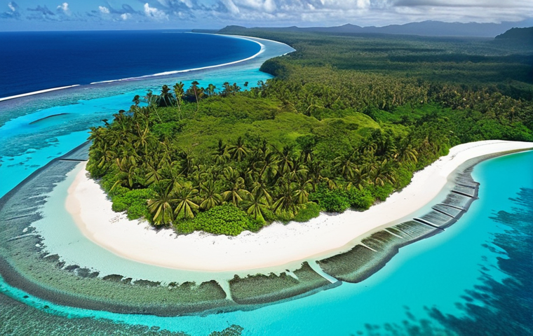 **Prompt 1 (Dream Helicopter View):**
A breathtaking, high-altitude aerial view of Samoa, showcasing its pristine natural beauty like a magnificent painting. Crystal-clear turquoise lagoons meet lush emerald tropical rainforests, dotted with secluded white sand beaches fringed by swaying coconut palms. The sky is bright and clear, reflecting a serene and dreamlike Pacific paradise.